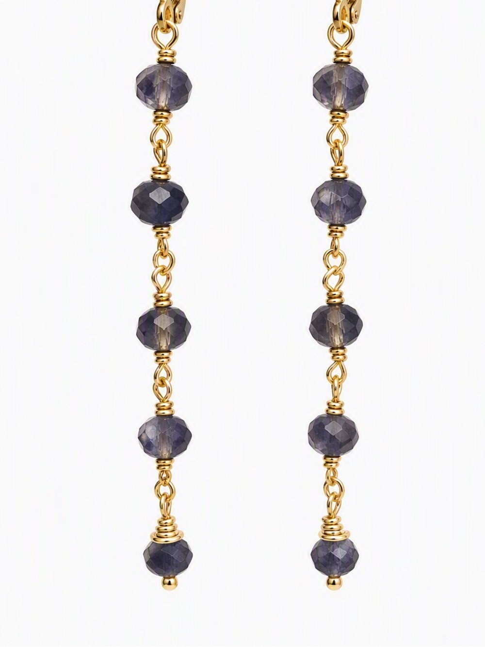 Fabulous Gold and Purple Iolite Dangle Earrings